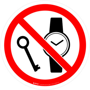 No Metallic Articles or Watches Prohibition - ISO Floor Sign