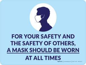 For Your Safety and The Safety of Others A Mask Should Be Worn Wall Sign