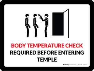Body Temperature Check Required Before Entering Temple Landscape - Wall Sign