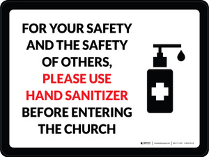 Please Use Hand Sanitizer Before Entering The Church Landscape - Wall Sign
