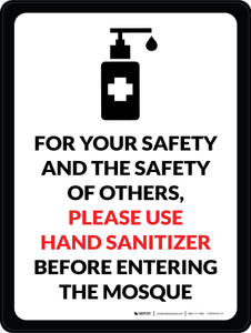 Please Use Hand Sanitizer Before Entering The Mosque Portrait - Wall Sign
