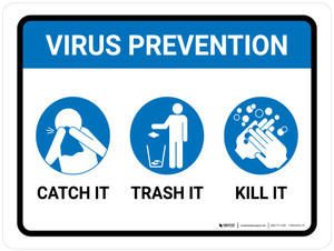 Virus Prevention - Catch it/Trash it/Kill it Landscape - Wall Sign