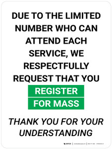 We Respectfully Request That You Register for Mass Portrait - Wall Sign