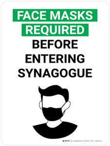 Face Masks Required Before Entering Synagogue with Icon Portrait V2 - Wall Sign
