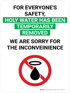 For Everyone's Safety Holy Water Has Been Temporarily Removed with Icon Portrait V2 - Wall Sign