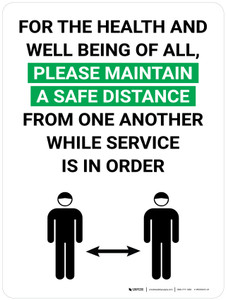 Please Maintain a Safe Distance While Service is in Order with Icon Portrait V2 - Wall Sign