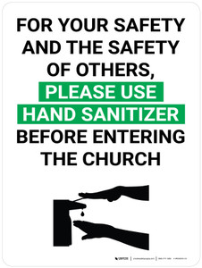 Please Use Hand Sanitizer Before Entering the Church with Icon Portrait V2 - Wall Sign