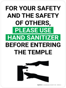 Please Use Hand Sanitizer Before Entering the Temple with Icon Portrait V2 - Wall Sign