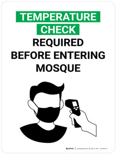 Temperature Check Required Before Entering Mosque with Icon Portrait V2 - Wall Sign