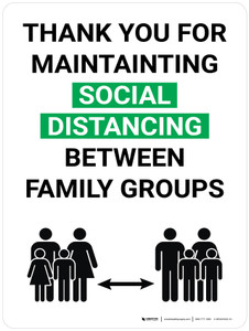 Thank You For Maintaining Social Distancing Between Family Groups with Icon Portrait V2 - Wall Sign
