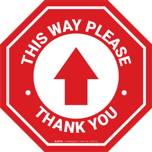 This Way Please Thank You with Arrow Stop - Floor Sign