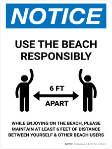 Notice Use The Beach Responsibly Portrait - Wall Sign