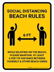 Social Distancing Beach Rules Portrait - Wall Sign