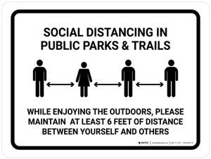 Social Distancing In Public Parks And Trails Landscape - Wall Sign