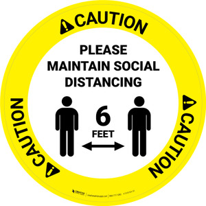 Caution: Please Maintain Social Distancing with Icon Circular - Floor Sign