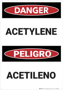 Danger: Acetylene Bilingual Spanish - Wall Sign