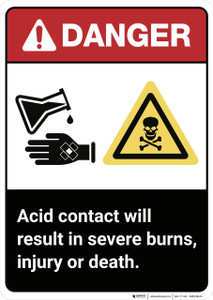 Danger: Acid Contact ANSI - Wall Sign