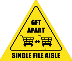 Single File Aisle with Shopping Carts Triangle - Floor Sign