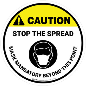 Caution: Stop The Spread Mask Mandatory with Icon Circular - Floor Sign