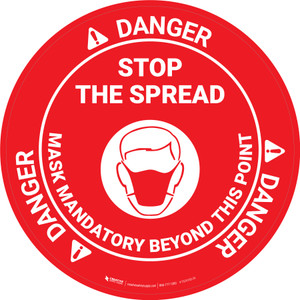 Danger: Stop The Spread Mask Mandatory with Icon OSHA Circular - Floor Sign