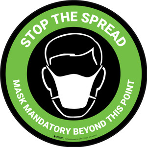 Stop The Spread - Mask Mandatory with Icon Green Circular - Floor Sign