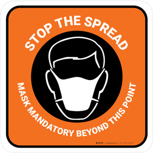 Stop The Spread - Mask Mandatory with Icon Orange Square - Floor Sign