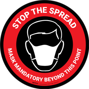 Stop The Spread - Mask Mandatory with Icon Red Circular - Floor Sign