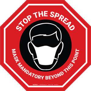 Stop The Spread - Mask Mandatory with Icon Stop - Floor Sign
