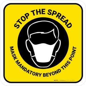 Stop The Spread - Mask Mandatory with Icon Yellow Square - Floor Sign