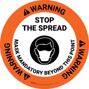 Warning: Stop The Spread Mask Mandatory with Icon Circular - Floor Sign