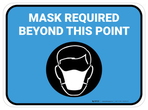 Mask Required Beyond This Point with Icon Blue Rectangle - Floor Sign