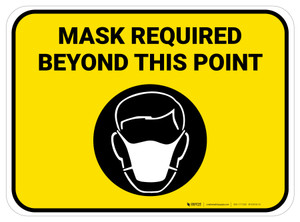 Mask Required Beyond This Point with Icon Yellow Rectangle - Floor Sign