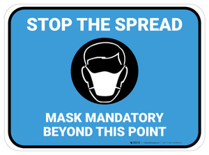 Stop The Spread - Mask Mandatory with Icon Blue Rectangle - Floor Sign