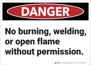 Danger: No Burning Welding Or Open Flame - Wall Sign