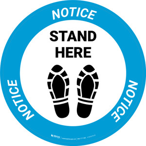 Notice Stand Here with Shoe Prints Circular - Floor Sign