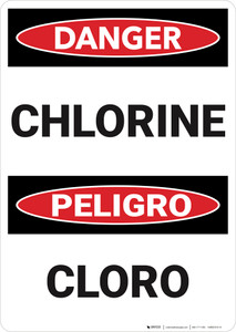 Danger: Chlorine Bilingual Spanish - Wall Sign