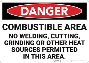 Danger: Combustible Area - Wall Sign