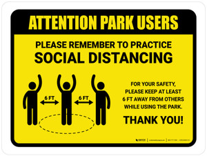 Attention: Park Users Remember Social Distancing with Icon Landscape - Wall Sign