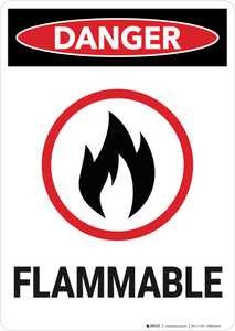 Danger: Combustible Flammable Vertical - Wall Sign