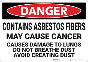 Danger: Contains Asbestos Fibers May Cause Cancer - Wall Sign