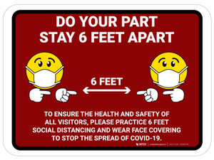 Do Your Part Stay 6ft Apart with Emojis - Floor Sign
