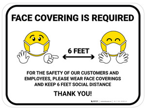 Face Covering is Required with Emojis - Floor Sign