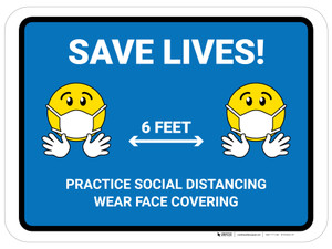Save Lives Practice Social Distancing with Emojis - Floor Sign