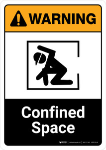 Warning: Confined Space with Icon ANSI Portrait - Wall Sign