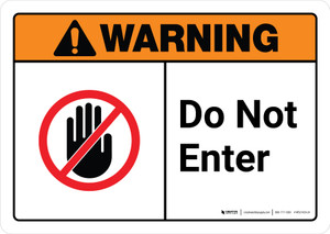 Warning: Do Not Enter with Icon ANSI Landscape - Wall Sign