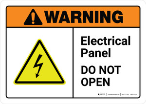 Warning: Electrical Panel Do Not Open with Icon ANSI Landscape - Wall Sign