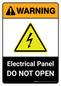 Warning: Electrical Panel Do Not Open with Icon ANSI Portrait - Wall Sign