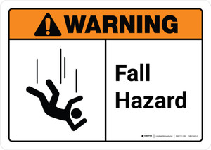 Warning: Fall Hazard with Icon ANSI Landscape - Wall Sign Warning: Fall Hazard with Icon ANSI Landscape - Wall Sign
