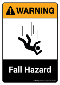 Warning: Fall Hazard with Icon ANSI Portrait - Wall Sign