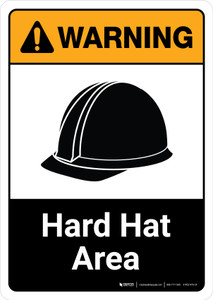 Warning: Hard Hat Area with Icon ANSI Portrait - Wall Sign Warning: Hard Hat Area with Icon ANSI Portrait - Wall Sign